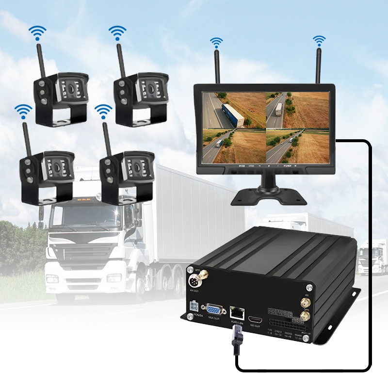 10,1 İnç 4CH Kablosuz HDD Mobil NVR Sistemi