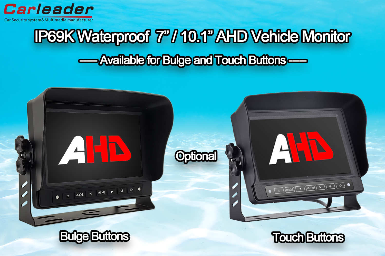 Carleader 7 / 10,1 inç Su Geçirmez AHD Geri Dönen Monitör ---- Bulge Düğmeleri ve Dokunmatik Düğmeler Arasındaki Fark