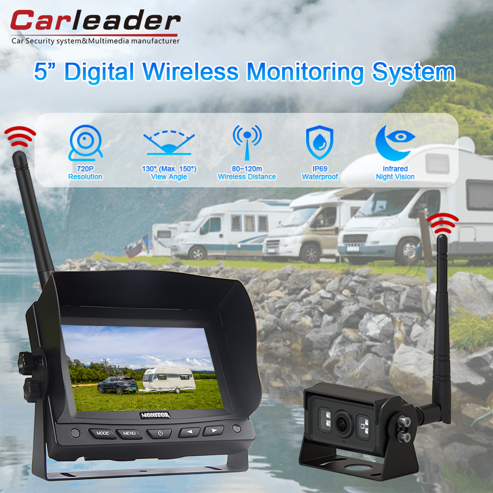 Carleader 5 inç 2.4G LCD TFT Dijital Kablosuz Kamera Sistemi ile Akıllı İzlemeye Yükselti