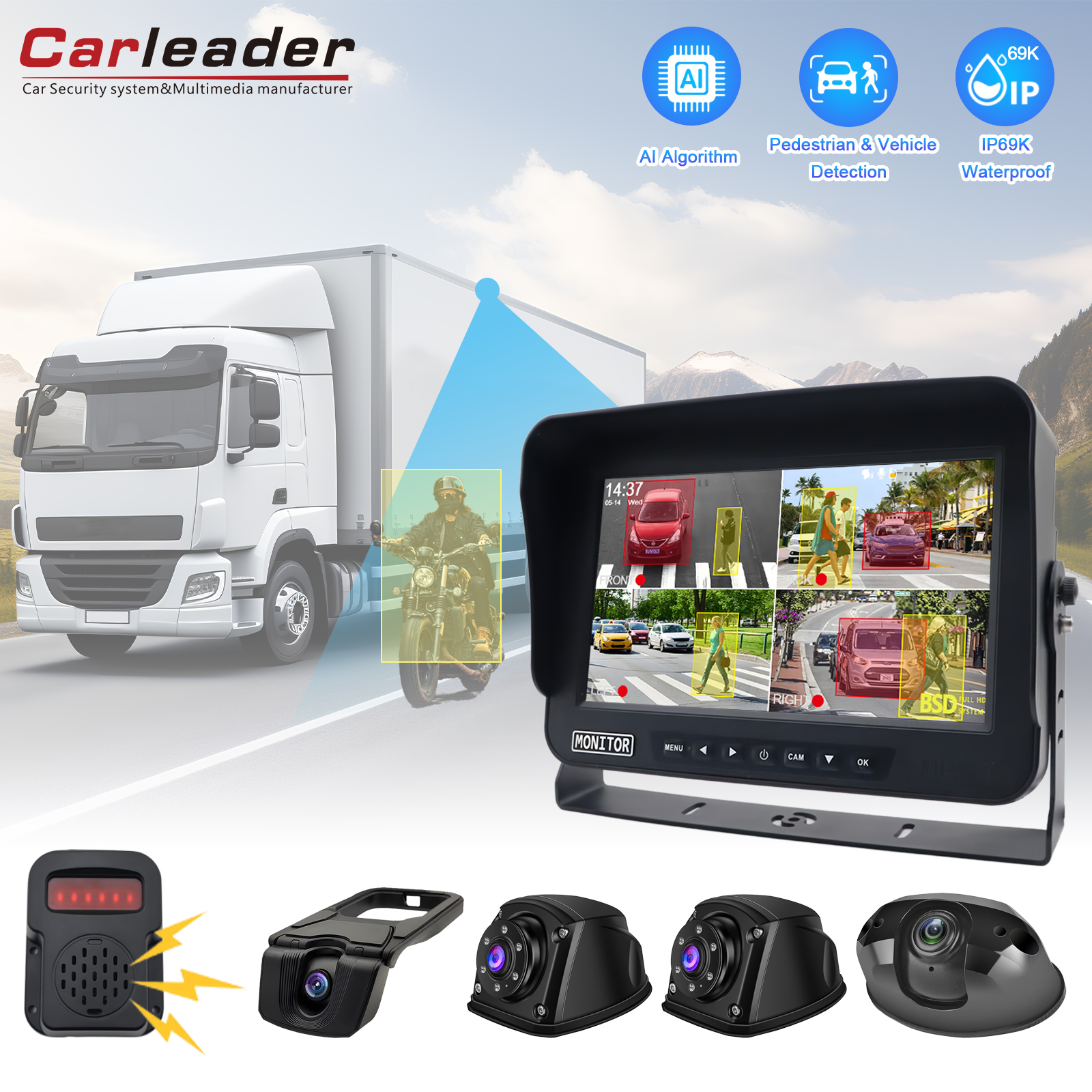 Carleader 10.1 inç Araç BSD Kör Nokta Algılama İzleme Sistemi ile Sürüş Güvenliğini Geliştirin