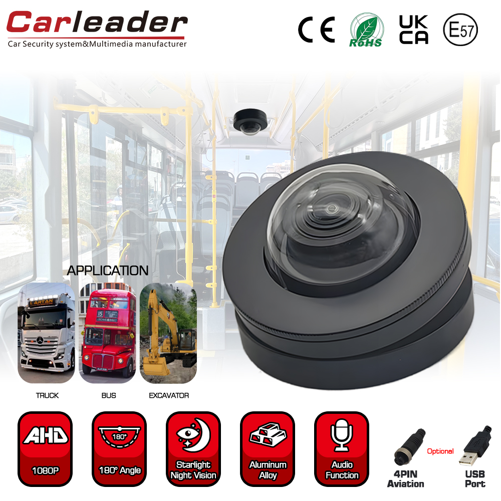 CARLEADER 180 Derece Geniş Açılı HD 1080p Kubbe Araç Kamerası İçi gözetim için