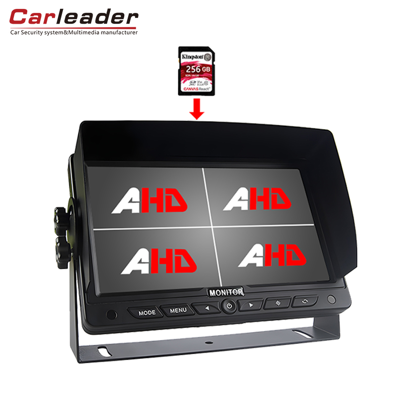 Carleader 7 İnç Kamyon Yerleşik HD Dörtlü Bölünmüş Monitör, DVR Kayıt Fonksiyonlu