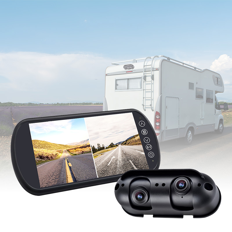 Karavanınızı / Motothome'unuzu Carleader 7 İnç Çift Lensli Bölünmüş Görünümlü Ayna Monitör Sistemi ile Koruyun Karavanınızı / Motothome'unuzu Carleader 7 İnç Çift Lensli Bölünmüş Görünümlü Ayna Monitör Sistemi ile Koruyun