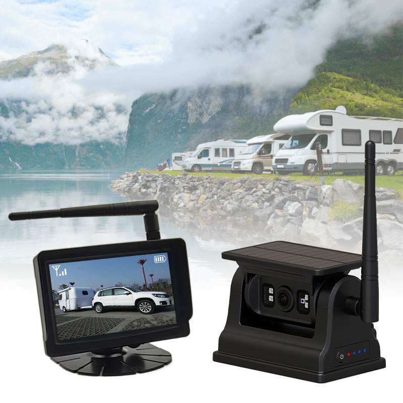 5 İnç Kablosuz Güneş Enerjili Şarj Edilebilir Manyetik Araç Kamera Sistemi