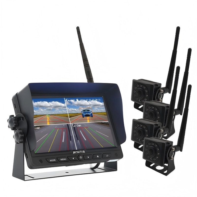 Kamyon Römork Otobüsü için IP68 Kameralı AI Kablosuz 7 '' 2.4G Dijital Arka Görüş Kamerası Sistemi